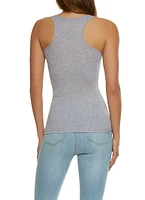 Womens Solid Racerback Ribbed Knit Tank Top, Grey, Size M