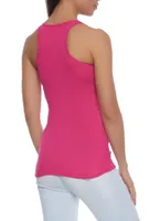 Womens Solid Racerback Ribbed Knit Tank Top, S