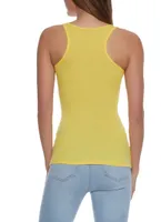 Womens Solid Racerback Ribbed Knit Tank Top, Yellow, Size S