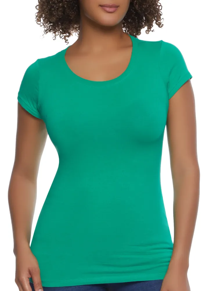 Womens Basic Scoop Neck Tee,