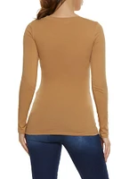 Womens Basic V Neck Long Sleeve Top, M