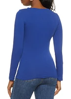 Womens Basic V Neck Long Sleeve Top,