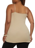 Womens Plus Solid Scoop Neck Cami,