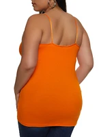 Womens Plus Size Basic Cotton Scoop Neck Cami, Orange, Size 3X