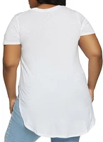 Womens Plus Oversized High Low Tee, 1X