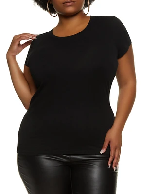 Womens Plus Basic Short Sleeve Crew Neck Tee, 1X