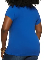 Womens Plus Basic Short Sleeve Crew Neck Tee,