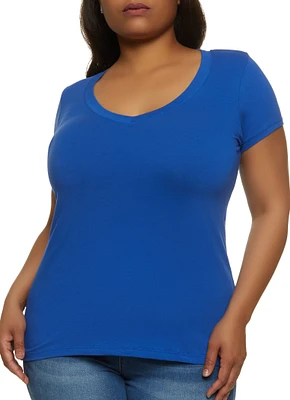 Womens Plus V Neck Tee, 1X
