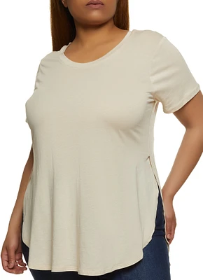 Womens Plus Basic Split Hem Tee, 1X