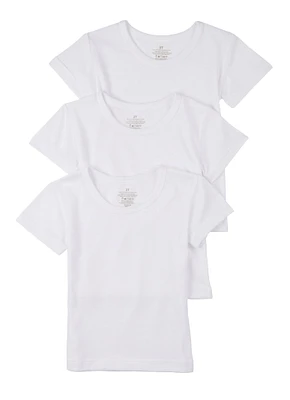 Toddler Girls Basic Tees 3 Pack, White, Size 3T