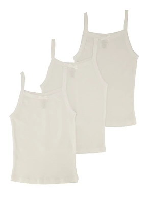 Womens Little Girls 3 Pack Solid Camis, White, Size 4-5
