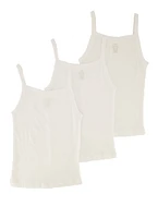 Womens Little Girls 3 Pack Solid Camis, White, Size 4-5