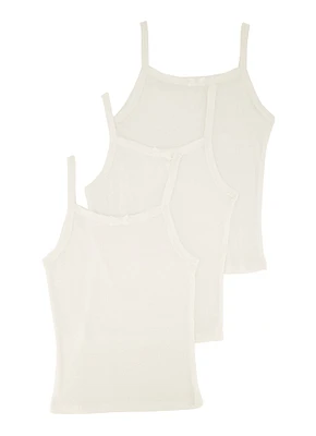 Womens Girls Cami Trio, White, Size 7-8