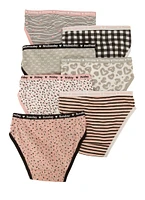Womens Little Girls Printed Days of the Week Panties, Pink, Size 5-6