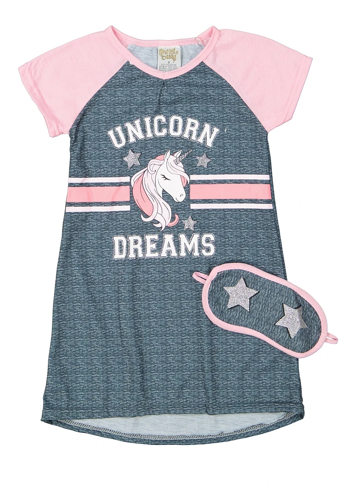 Girls Unicorn Dreams Pajama Nightgown, Multi, Size 4