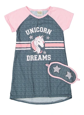 Girls Unicorn Dreams Pajama Nightgown, Multi, Size 4