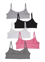 Womens Girls Cami Bras 5 Pack Set, Multi, Size S