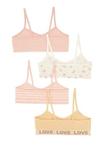 Womens Girls 4 Pack Butterfly Print Cami Bras, Multi, Size M