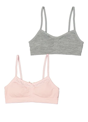 Womens Girls 2 Pack Marled Seamless Cami Bras, Multi, Size M