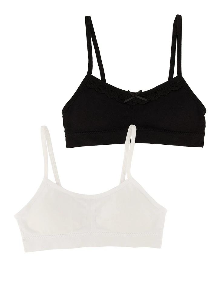 Womens Girls 2 Pack Solid Seamless Cami Bras, Multi, Size L