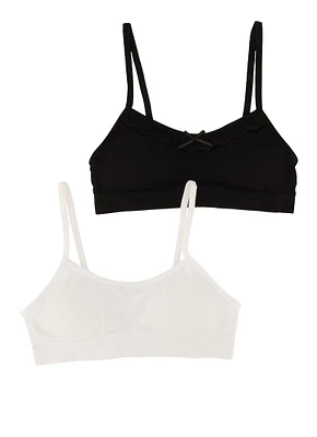 Womens Girls 2 Pack Solid Seamless Cami Bras, Multi, Size L