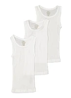 Toddler Boys Ribbed Tank Tops 3 Pack, White, Size 4T