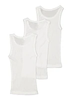 Toddler Boys Ribbed Tank Tops 3 Pack, White, Size 4T