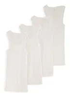 Boys 4 Pack Ribbed Knit Tank Tops, White, Size 4-6