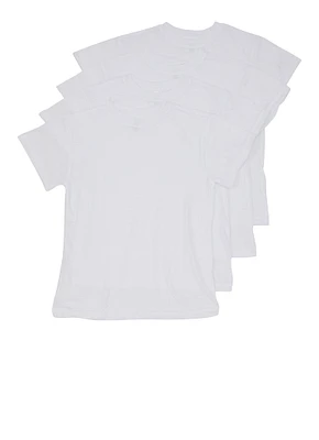 Boys Crew Neck Tees 4 Pack, White, Size 4-6