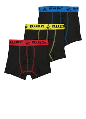 Boys 3 Pack Contrast Stitch Boxer Briefs, Black, Size 8-10