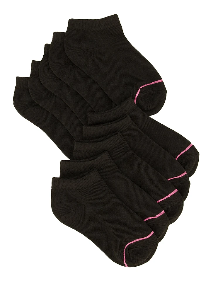 Toddler Girls Assorted Ankle Socks 10 Pack, Black