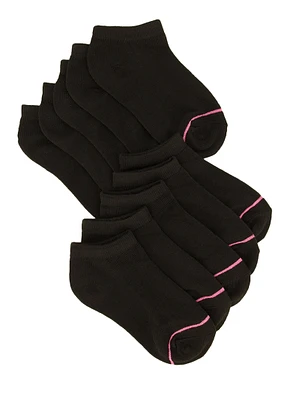 Toddler Girls Assorted Ankle Socks 10 Pack, Black