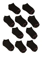 Toddler Girls Assorted Ankle Socks 10 Pack, Black