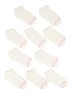 Girls 10 Pack Assorted Basic Ankle Socks, White