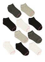 Girls 10 Pack Contrast Trim Assorted Ankle Socks, Multi