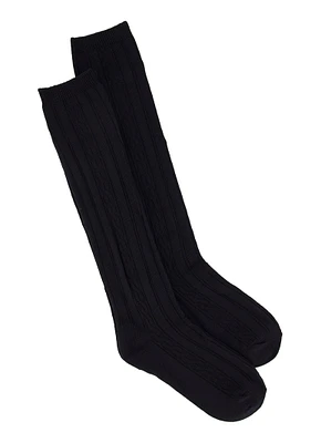 Girls 10-4 2 Pack Cable Knit High Knee Socks, Blue