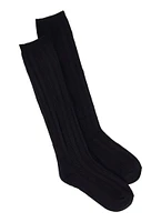 Girls 10-4 2 Pack Cable Knit High Knee Socks, Blue