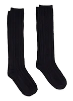 Girls 10-4 2 Pack Cable Knit High Knee Socks, Blue