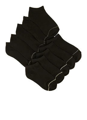 Boys Contrast Trim Low Cut Ankle Socks 10 Pack,