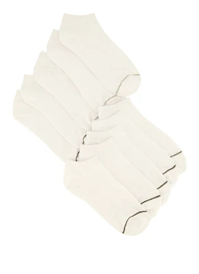 Boys Contrast Trim Low Cut Ankle Socks 10 Pack, White