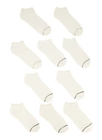 Boys Contrast Trim Low Cut Ankle Socks 10 Pack, White