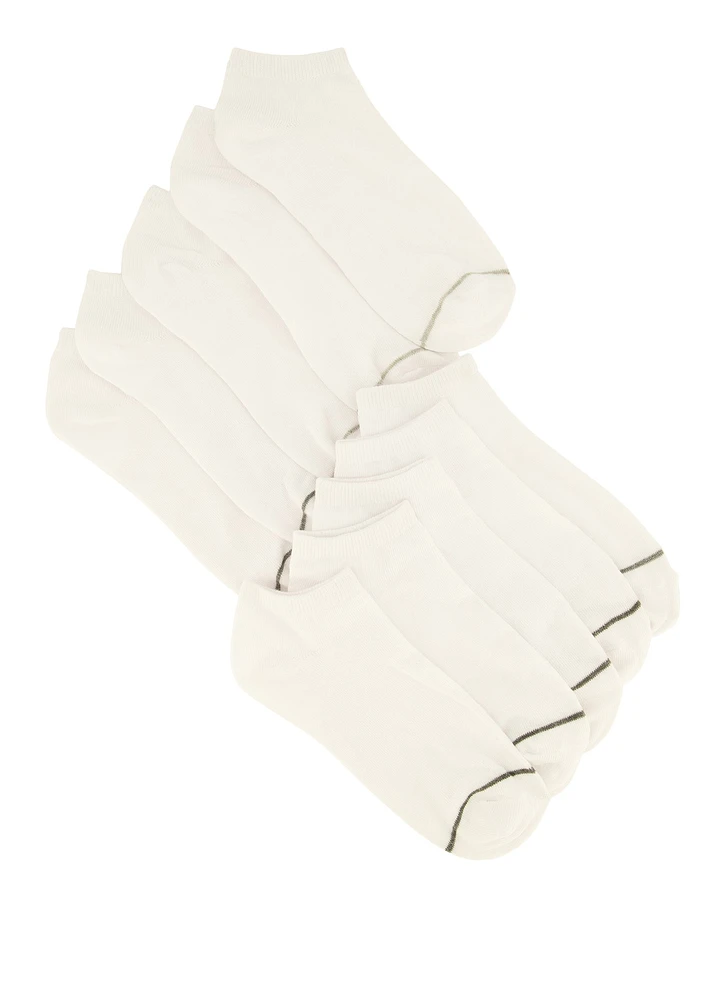 Boys Contrast Trim Ankle Socks 10 Pack, White