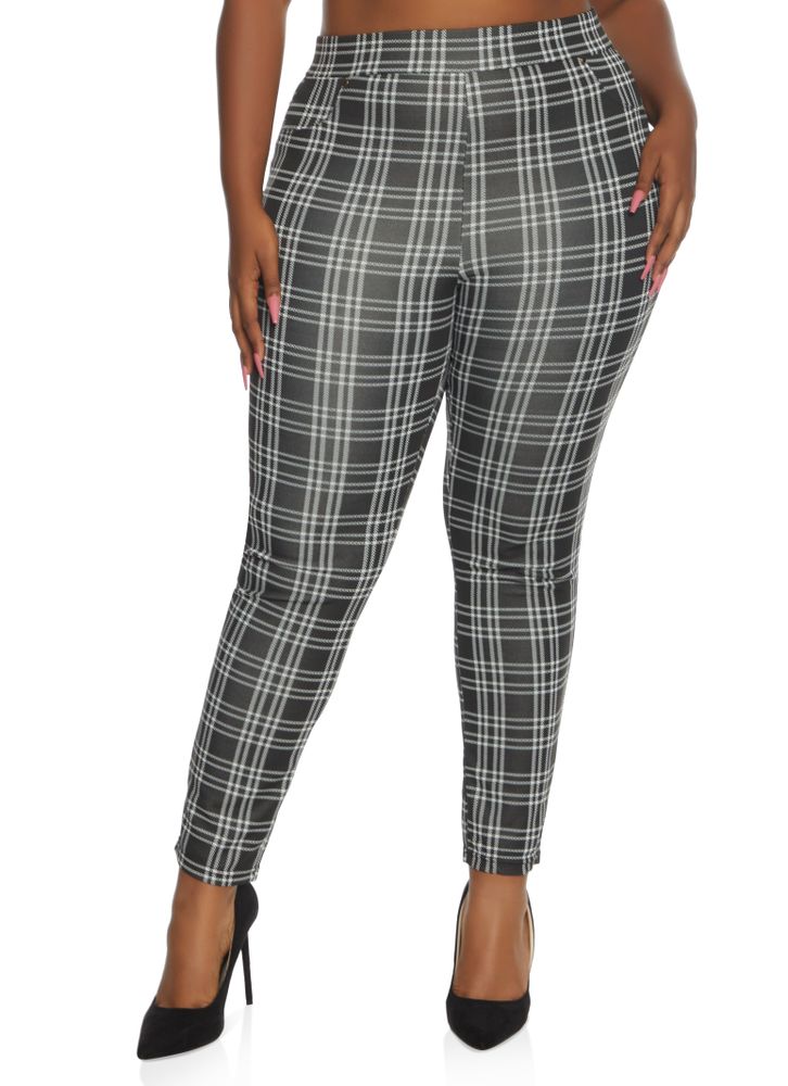 high waisted plaid pants plus size