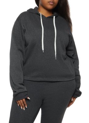 Plus Size Fleece Sweatshirt in Charcoal Size: 2X