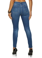 Womens WAX Five Pocket Solid Skinny Jeans, Blue,