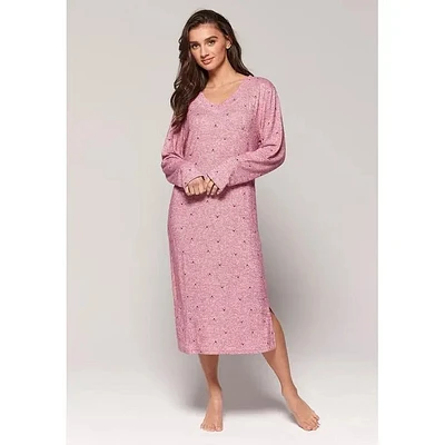 Robe de nuit longue imprimée rennes