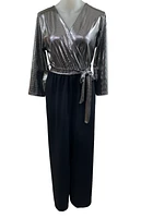 Jumpsuit haut cache-cœur lustré/métallisé avec ceinture