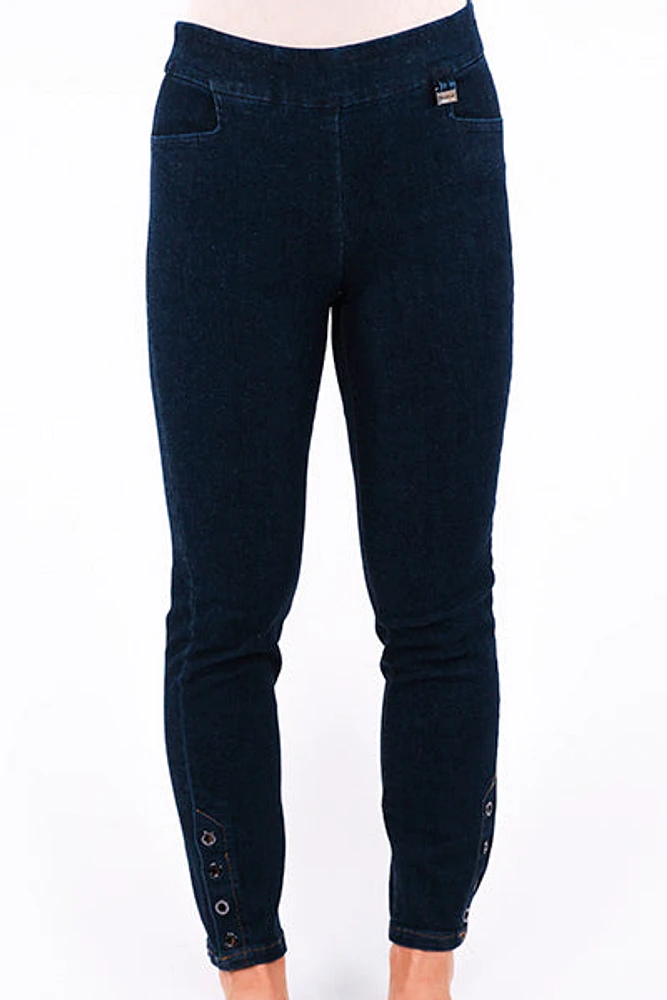 High-waisted denim pants with support