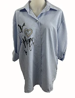 Striped blouse with scripts/heart