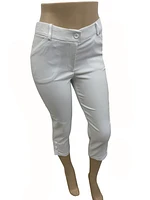 Pantalon capri à poches et boutons latéraux